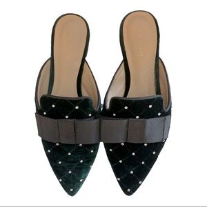 Ann Taylor Lorelle Quilted Velvet Bow Slides Size 7 M Loafers Slippers-1172